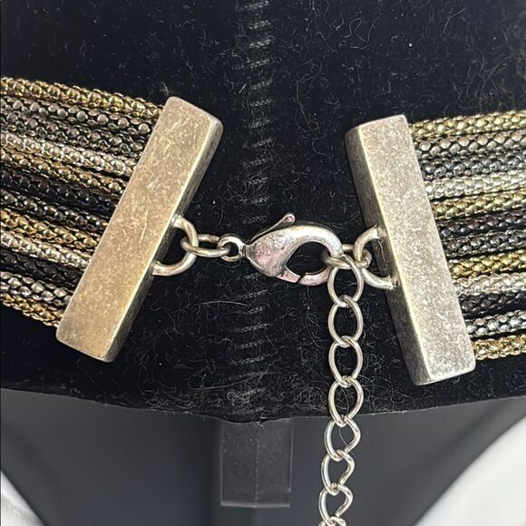 Signed Nicole Miller Multi-Strand Gold & Silver Tone Necklace 18” with 2” ext - Picture 4 of 5